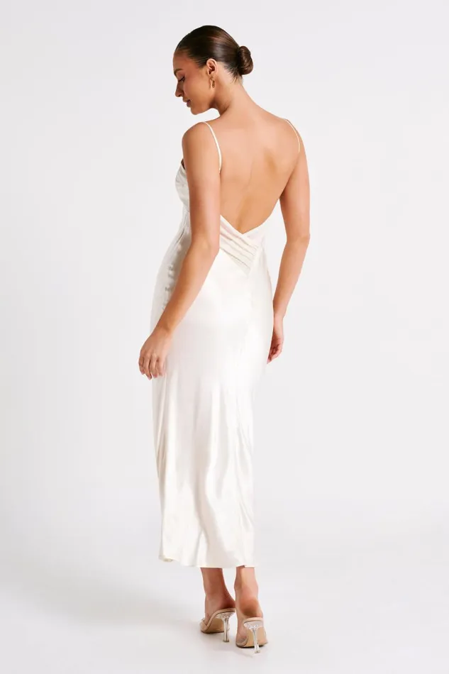 Meshki Midi Dresses Kiko Satin Chiffon Midi Dress 8211 Ivory Ivory 8211 Women