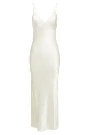 Meshki Midi Dresses Kiko Satin Chiffon Midi Dress 8211 Ivory Ivory 8211 Women