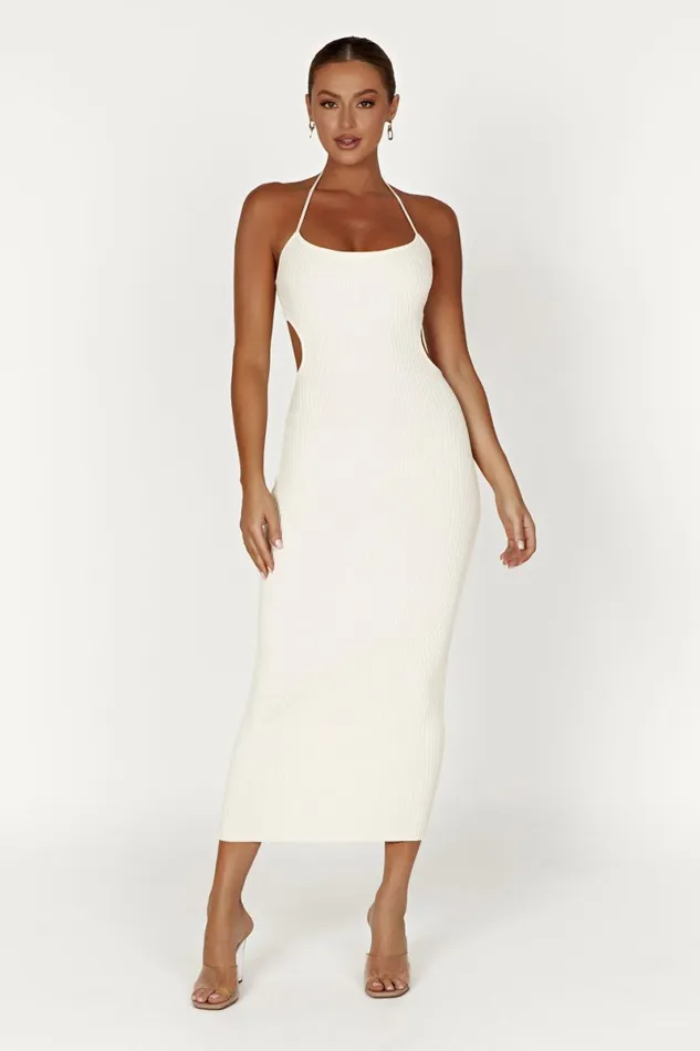 Meshki Midi Dresses Morgan Halter Knit Midi Dress 8211 Cream Cream 8211 Women