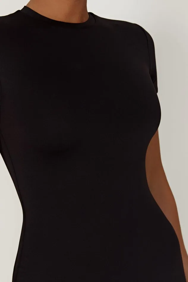 Meshki Midi Dresses Penny Recycled Nylon Short Sleeve Midi Dress 8211 Black Black 8211 Women