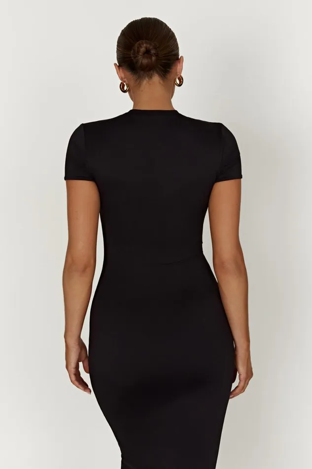 Meshki Midi Dresses Penny Recycled Nylon Short Sleeve Midi Dress 8211 Black Black 8211 Women