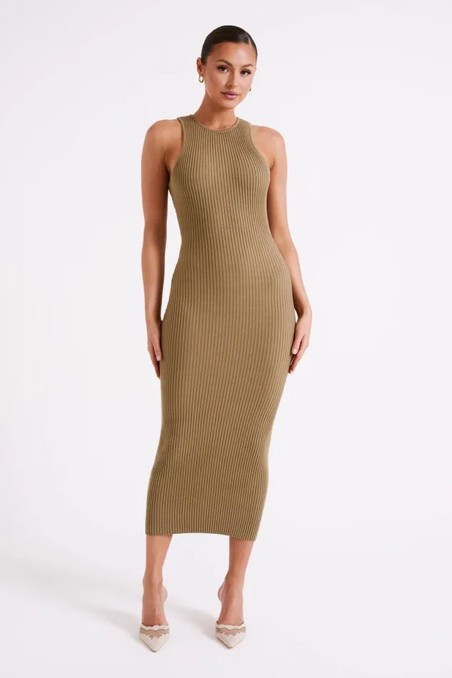 Meshki Midi Dresses Sienna Knit Midi Dress 8211 Olive Olive 8211 Women