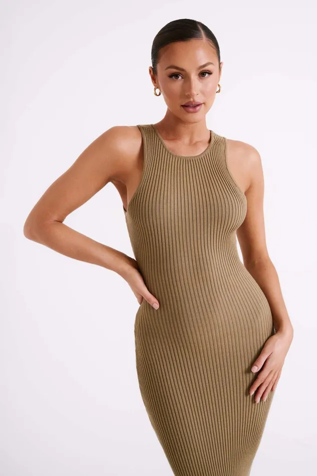 Meshki Midi Dresses Sienna Knit Midi Dress 8211 Olive Olive 8211 Women