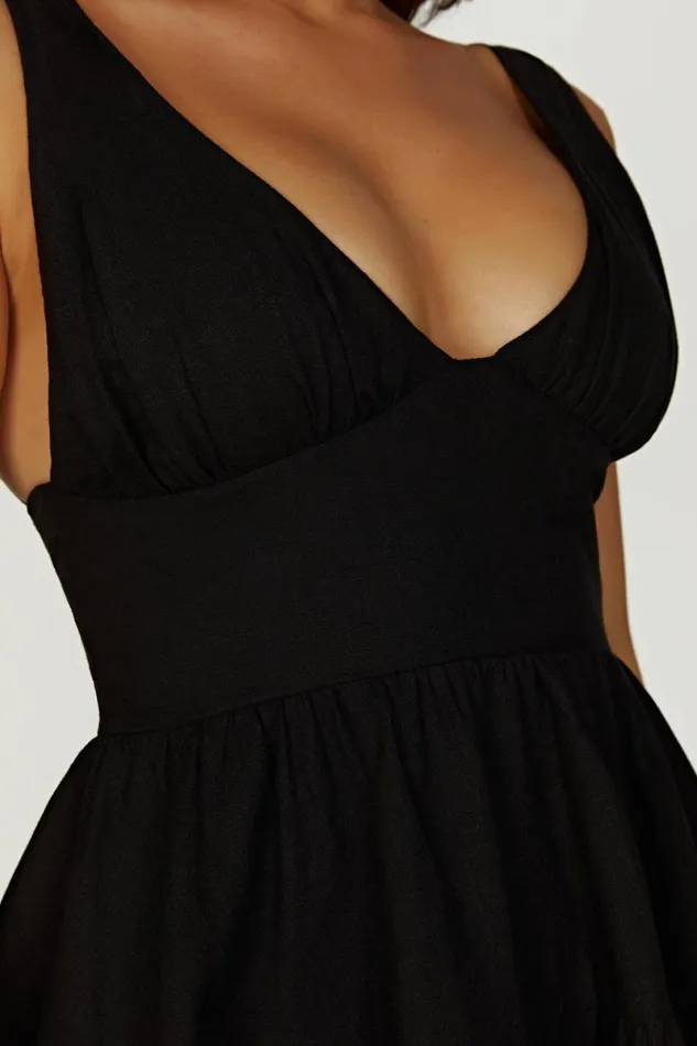 Meshki Mini Dresses Aurelia Linen Mini Dress 8211 Black Black 8211 Women