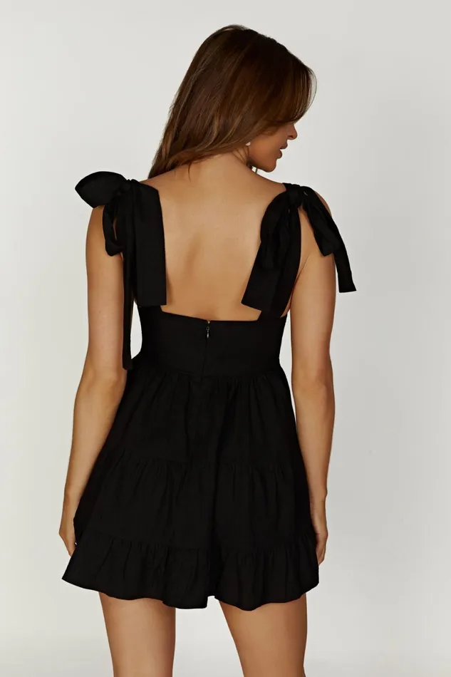 Meshki Mini Dresses Aurelia Linen Mini Dress 8211 Black Black 8211 Women