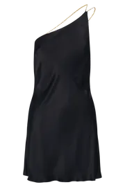 Meshki Mini Dresses Berina One Shoulder Mini Dress With Pearl Trim 8211 Black Black 8211 Women