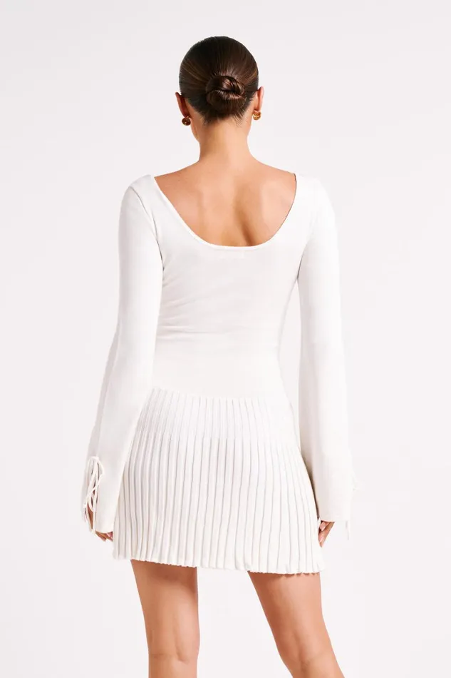 Meshki Mini Dresses Britney Long Sleeve Knit Mini Dress 8211 White White 8211 Women