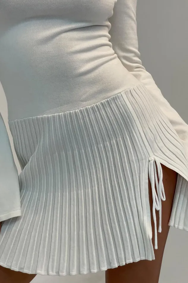 Meshki Mini Dresses Britney Long Sleeve Knit Mini Dress 8211 White White 8211 Women