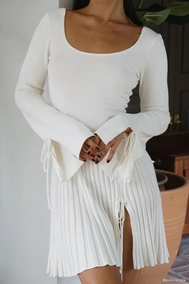 Meshki Mini Dresses Britney Long Sleeve Knit Mini Dress 8211 White White 8211 Women
