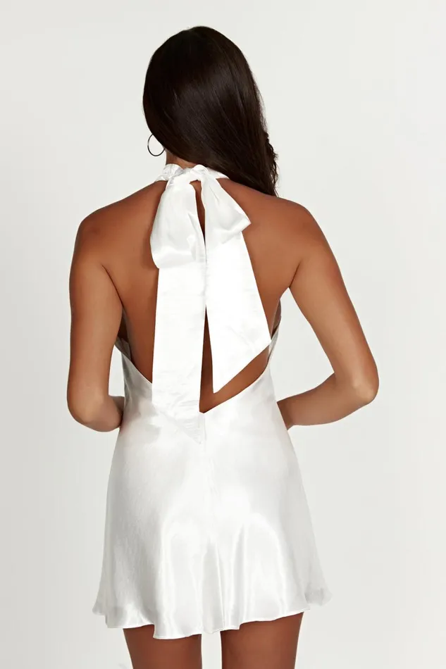 Meshki Mini Dresses Cartia Bow Halter Mini Dress 8211 White White 8211 Women