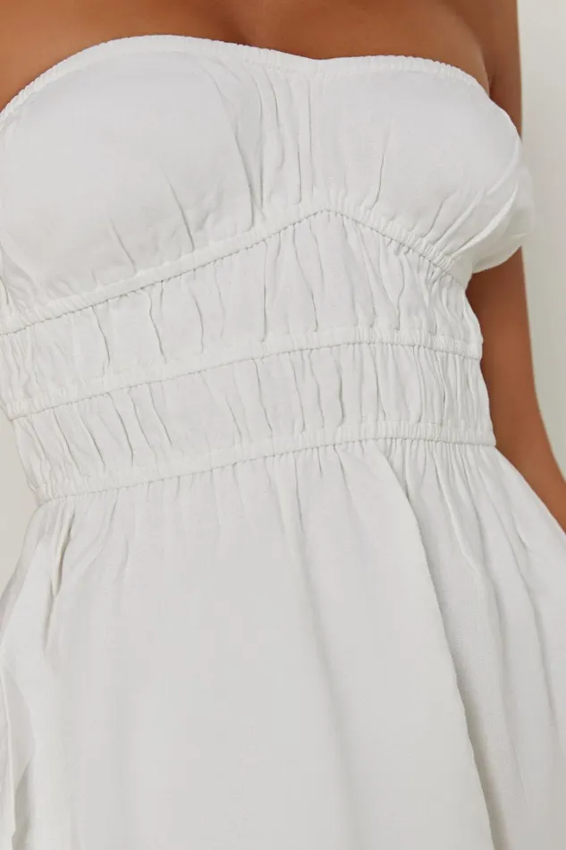 Meshki Mini Dresses Eloise Strapless Linen Mini Dress 8211 White White 8211 Women