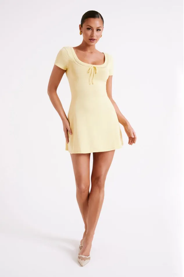 Meshki Mini Dresses Georgia Pointelle Knit Mini Dress 8211 Lemon Lemon 8211 Women