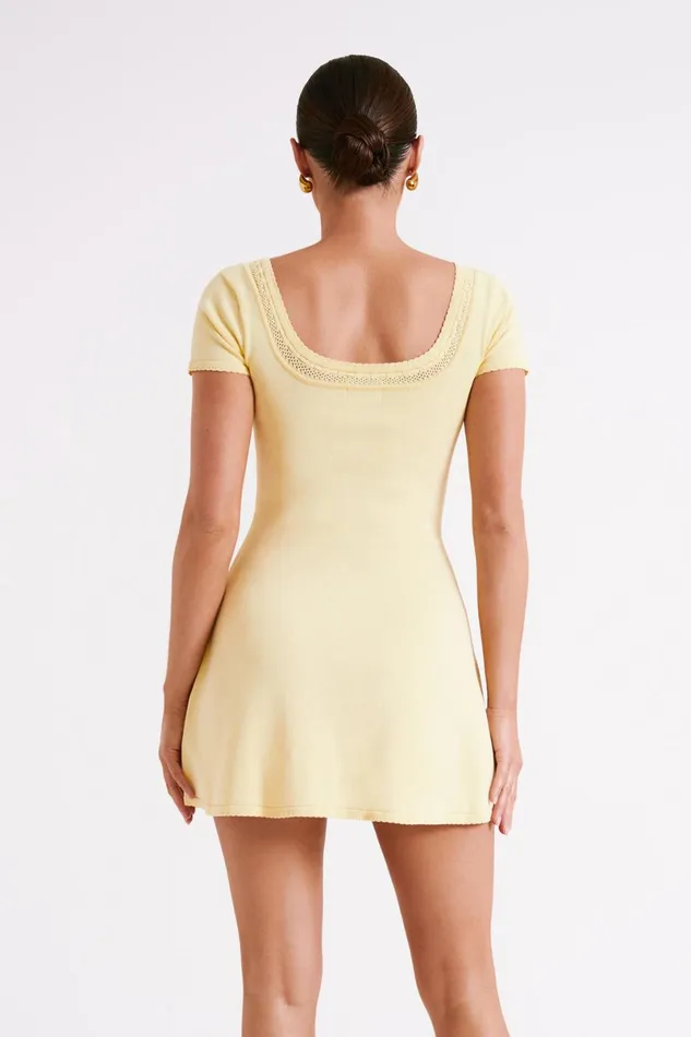 Meshki Mini Dresses Georgia Pointelle Knit Mini Dress 8211 Lemon Lemon 8211 Women
