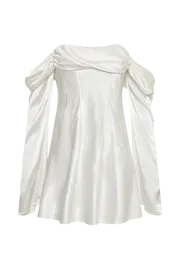 Meshki Mini Dresses Giselle Off Shoulder Satin Mini Dress 8211 White White 8211 Women