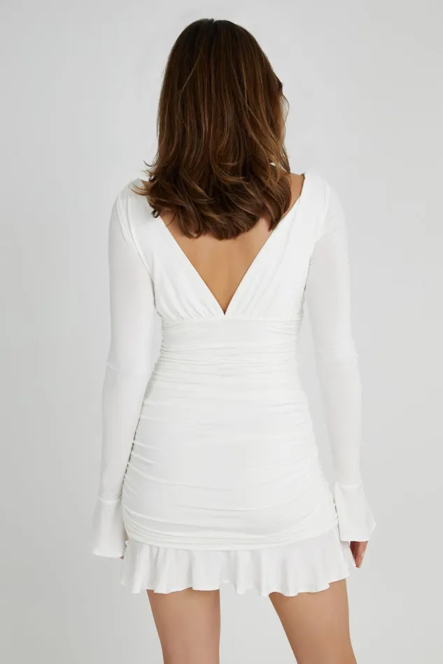 Meshki Mini Dresses Leanne Jersey Gathered Mini Dress 8211 White White 8211 Women