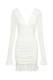 Meshki Mini Dresses Leanne Jersey Gathered Mini Dress 8211 White White 8211 Women