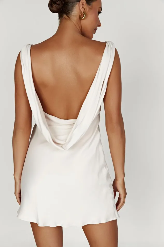 Meshki Mini Dresses Nadia Satin Mini Dress With Cowl Back 8211 Beige Beige 8211 Women