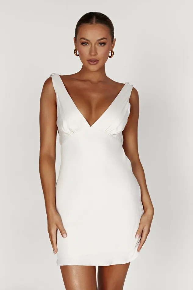 Meshki Mini Dresses Nadia Satin Mini Dress With Cowl Back 8211 Beige Beige 8211 Women