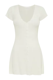 Meshki Mini Dresses Paula Buttoned Knit Mini Dress 8211 White White 8211 Women Meshki Mini Dresses Paula Buttoned Knit Mini Dress 8211 White White 8211 Women