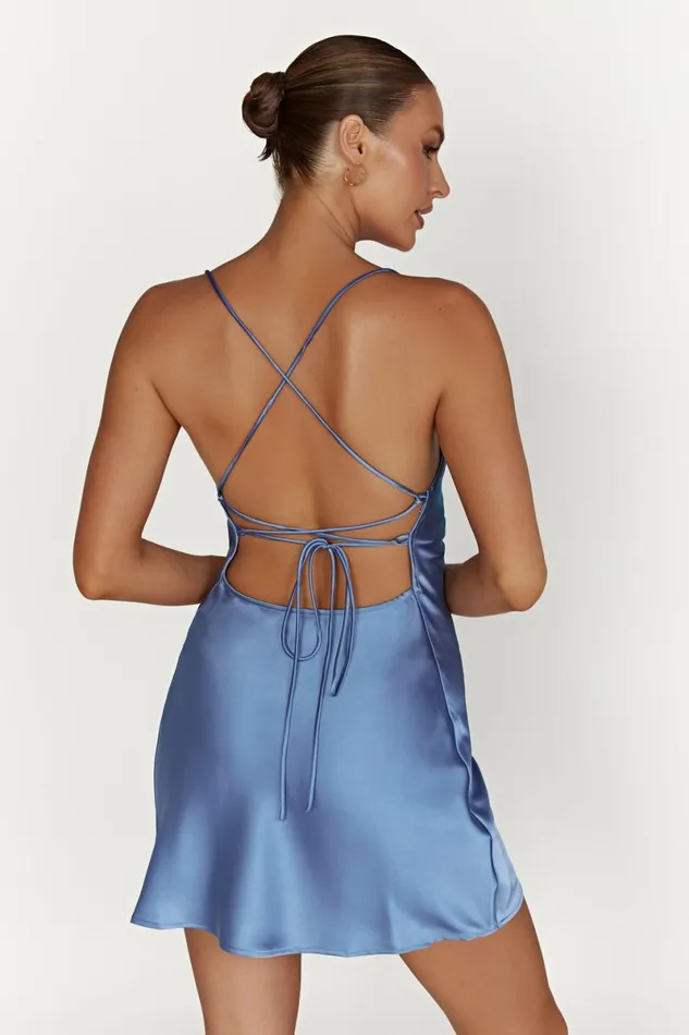 Meshki Mini Dresses Sydney Mini Satin Dress 8211 Powder Blue Powderblue 8211 Women