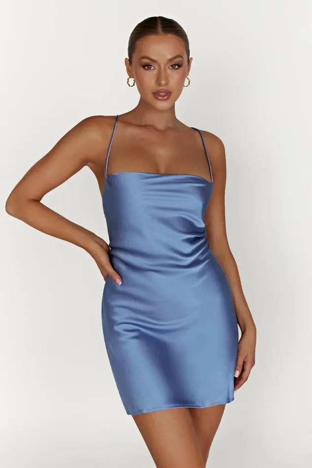 Meshki Mini Dresses Sydney Mini Satin Dress 8211 Powder Blue Powderblue 8211 Women