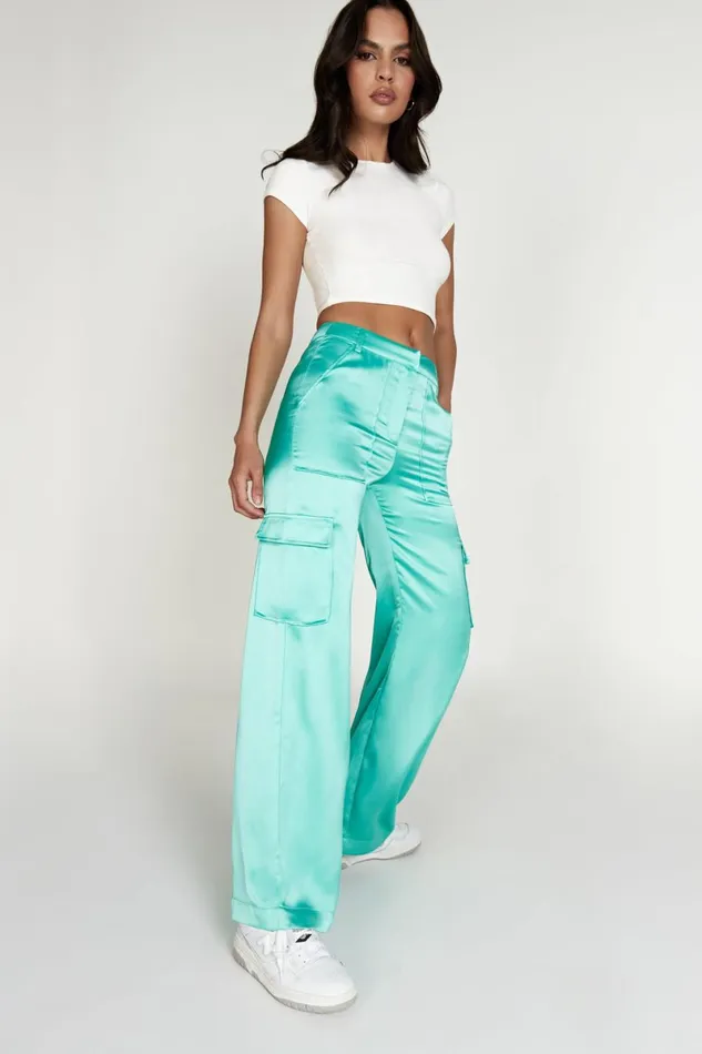 Meshki Pants Amaya Satin Cargo Pant 8211 Mint Mint 8211 Women