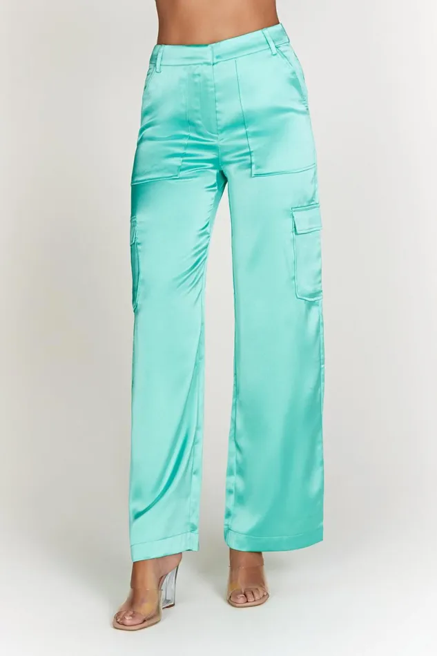 Meshki Pants Amaya Satin Cargo Pant 8211 Mint Mint 8211 Women Meshki Pants Amaya Satin Cargo Pant 8211 Mint Mint 8211 Women