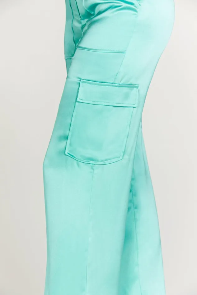 Meshki Pants Amaya Satin Cargo Pant 8211 Mint Mint 8211 Women Meshki Pants Amaya Satin Cargo Pant 8211 Mint Mint 8211 Women