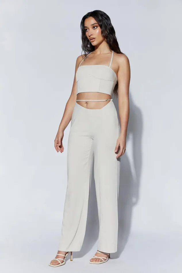 Meshki Pants Bahar Mid Rise Wide Leg Strap Pant 8211 Wheat Wheat 8211 Women Meshki Pants Bahar Mid Rise Wide Leg Strap Pant 8211 Wheat Wheat 8211 Women