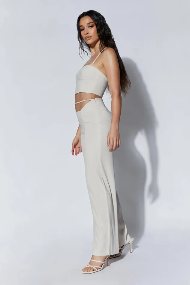 Meshki Pants Bahar Mid Rise Wide Leg Strap Pant 8211 Wheat Wheat 8211 Women Meshki Pants Bahar Mid Rise Wide Leg Strap Pant 8211 Wheat Wheat 8211 Women