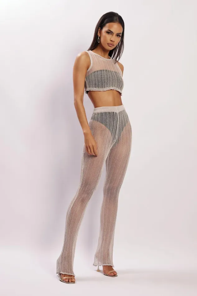 Meshki Pants Mandy Knit Flare Trousers 8211 Grey Grey 8211 Women Meshki Pants Mandy Knit Flare Trousers 8211 Grey Grey 8211 Women