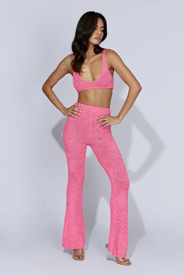 Meshki Pants Mary Knit Flared Pants 8211 Bubblegum Pink Bubblegumpink 8211 Women Meshki Pants Mary Knit Flared Pants 8211 Bubblegum Pink Bubblegumpink 8211 Women