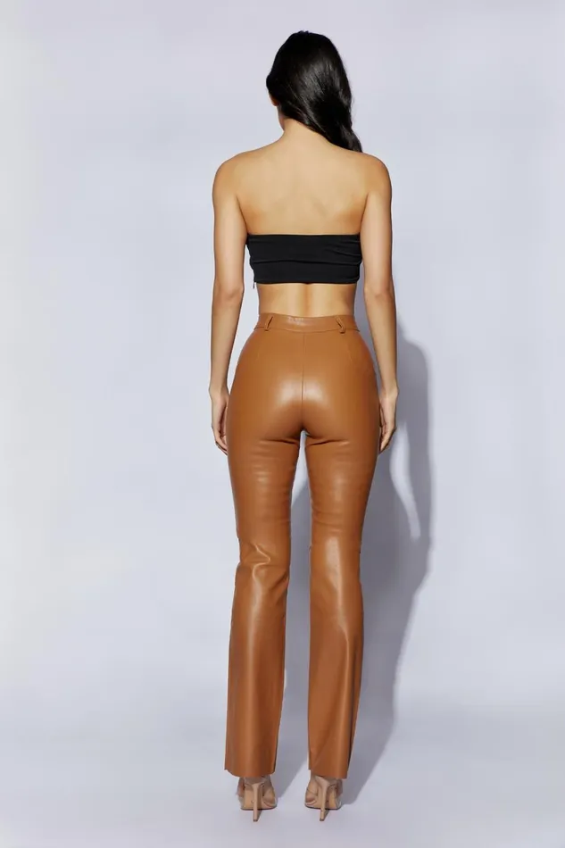 Meshki Pants Tyra Straight Leg Faux Leather Pants 8211 Dark Tan Darktan 8211 Women Meshki Pants Tyra Straight Leg Faux Leather Pants 8211 Dark Tan Darktan 8211 Women