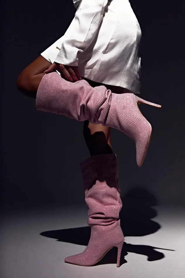 Meshki Shoes Jenner Diamante High Heel Boot 8211 Blush Pink Blushpink 8211 Women