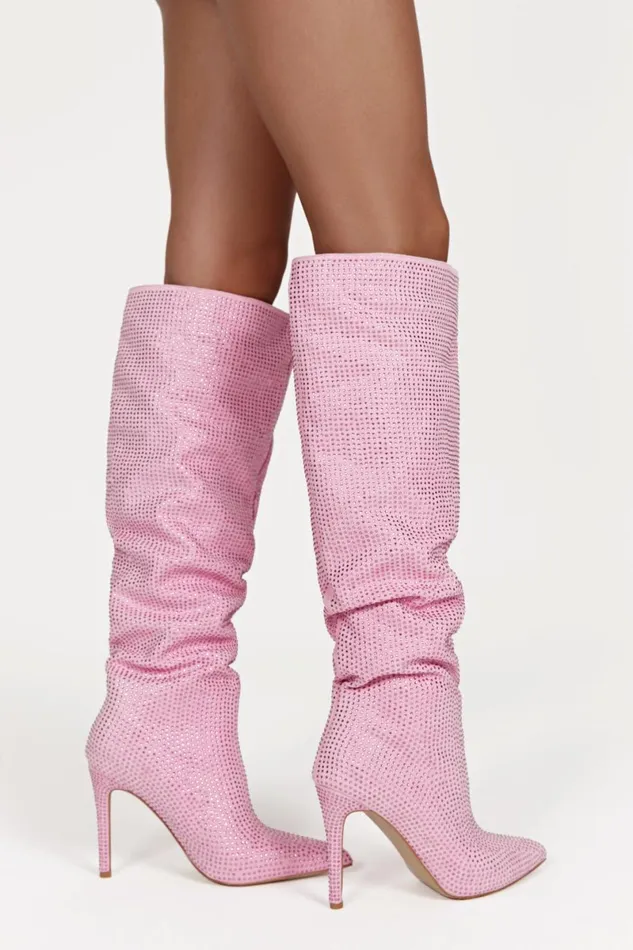 Meshki Shoes Jenner Diamante High Heel Boot 8211 Blush Pink Blushpink 8211 Women