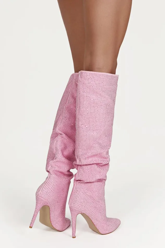 Meshki Shoes Jenner Diamante High Heel Boot 8211 Blush Pink Blushpink 8211 Women