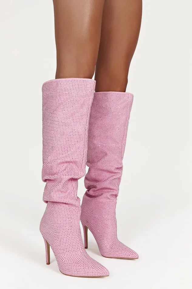 Meshki Shoes Jenner Diamante High Heel Boot 8211 Blush Pink Blushpink 8211 Women