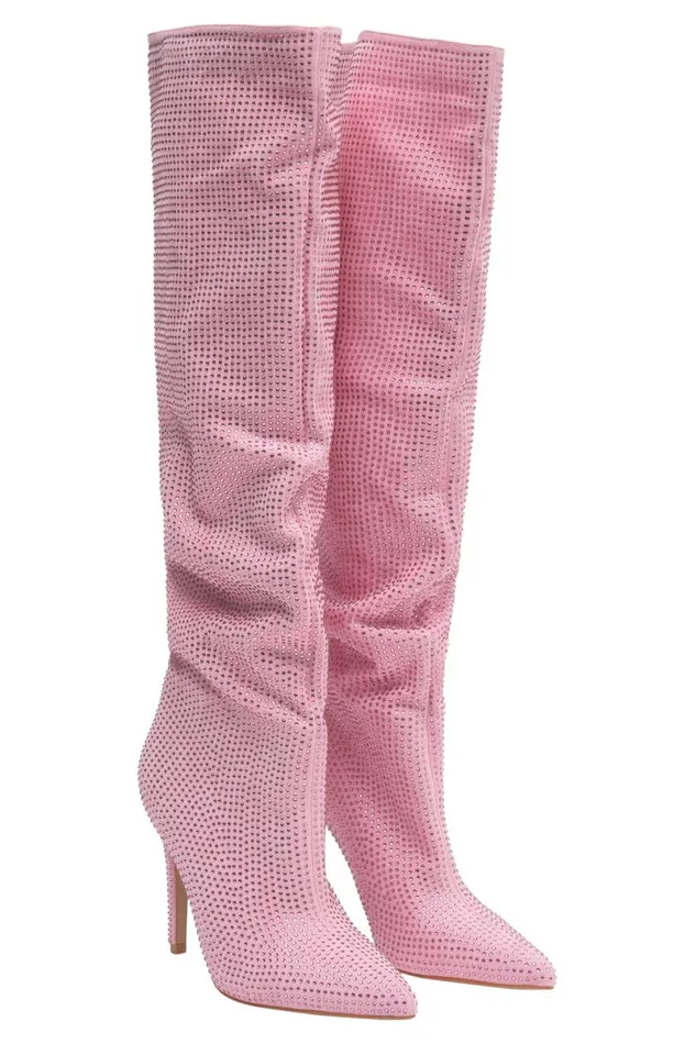Meshki Shoes Jenner Diamante High Heel Boot 8211 Blush Pink Blushpink 8211 Women