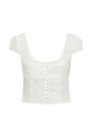Meshki Short Sleeve Tops Cressida Cotton Anglaise Puff Sleeve Top 8211 White White 8211 Women