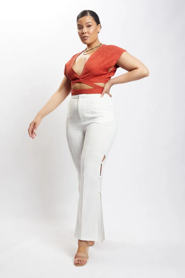 Meshki Short Sleeve Tops Rosa Crinkle Satin Crop Top 8211 Burnt Orange Burntorange 8211 Women Meshki Short Sleeve Tops Rosa Crinkle Satin Crop Top 8211 Burnt Orange Burntorange 8211 Women