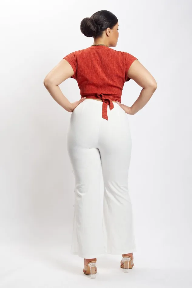 Meshki Short Sleeve Tops Rosa Crinkle Satin Crop Top 8211 Burnt Orange Burntorange 8211 Women Meshki Short Sleeve Tops Rosa Crinkle Satin Crop Top 8211 Burnt Orange Burntorange 8211 Women
