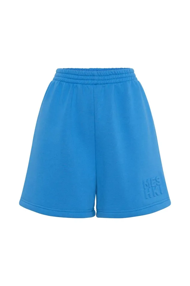 Meshki Shorts Reese Embossed Fleeceback Shorts 8211 Blue Blue 8211 Women