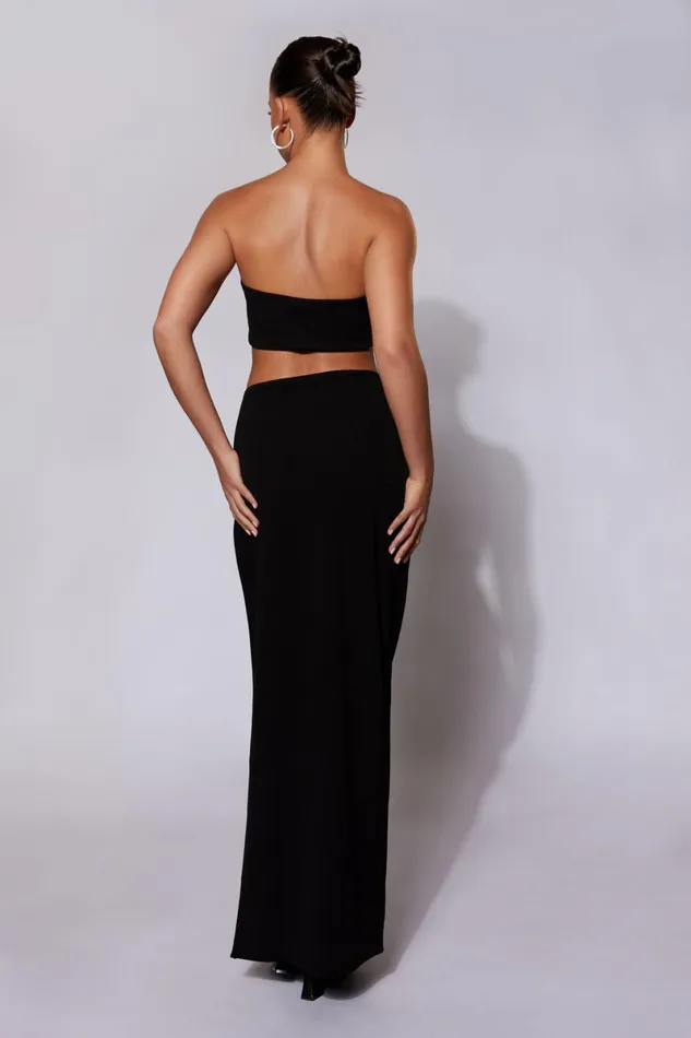 Meshki Skirts Anastasia Diamante Rope Maxi Skirt With Split 8211 Black Black 8211 Women