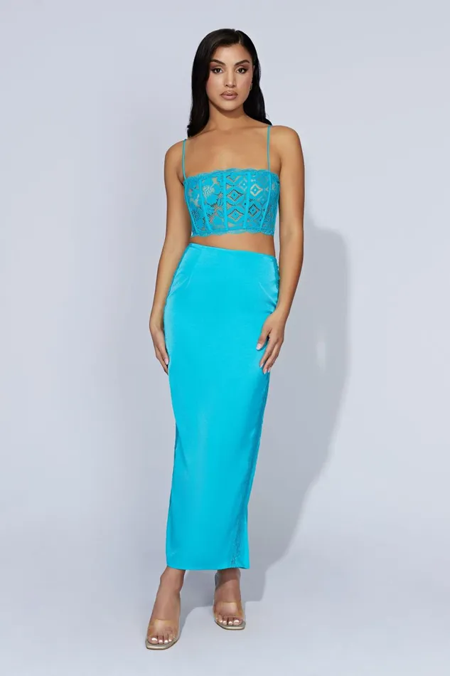 Meshki Skirts Bellamy Lace Maxi Skirt 8211 Aquamarine Aquamarine 8211 Women Meshki Skirts Bellamy Lace Maxi Skirt 8211 Aquamarine Aquamarine 8211 Women