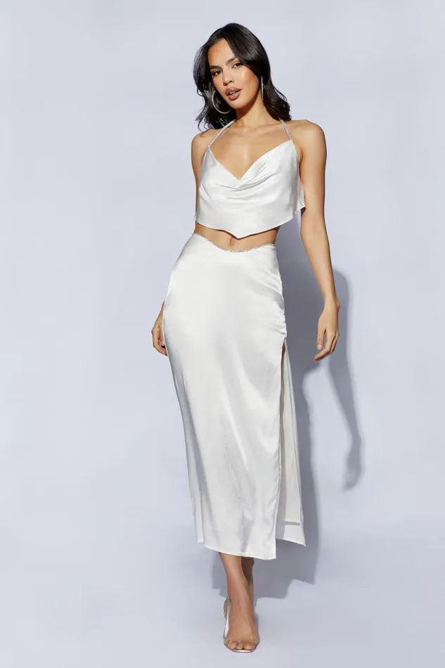 Meshki Skirts Christie Diamante Rope Maxi Skirt 8211 White White 8211 Women