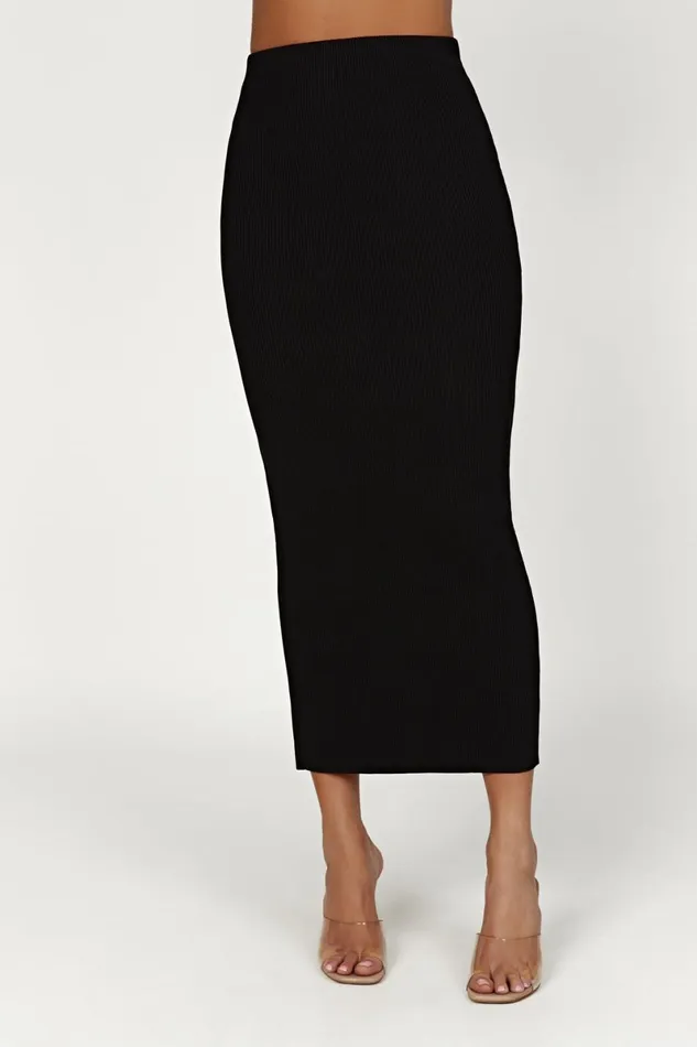 Meshki Skirts Kaesha Split Maxi Knitted Skirt 8211 Black Black 8211 Women