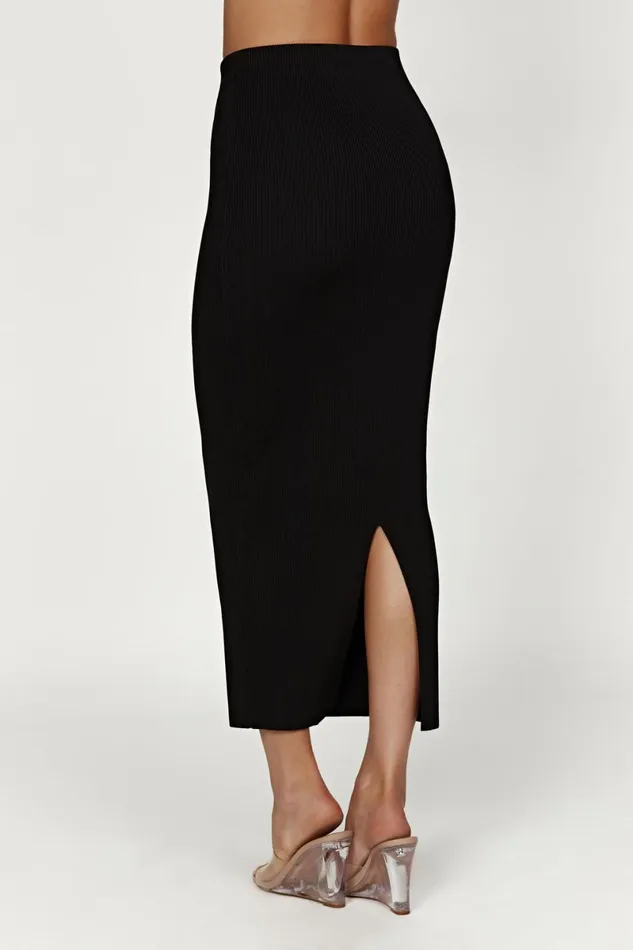 Meshki Skirts Kaesha Split Maxi Knitted Skirt 8211 Black Black 8211 Women Meshki Skirts Kaesha Split Maxi Knitted Skirt 8211 Black Black 8211 Women