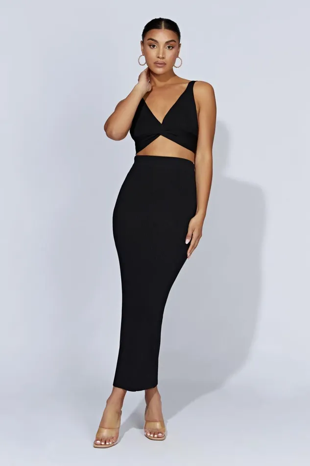 Meshki Skirts Kaesha Split Maxi Knitted Skirt 8211 Black Black 8211 Women Meshki Skirts Kaesha Split Maxi Knitted Skirt 8211 Black Black 8211 Women
