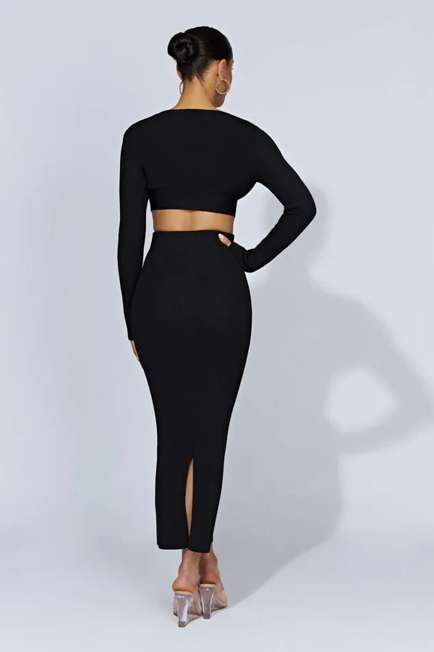 Meshki Skirts Kaesha Split Maxi Knitted Skirt 8211 Black Black 8211 Women Meshki Skirts Kaesha Split Maxi Knitted Skirt 8211 Black Black 8211 Women