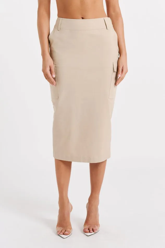 Meshki Skirts Lorna Mid Rise Cargo Skirt 8211 Stone Stone 8211 Women